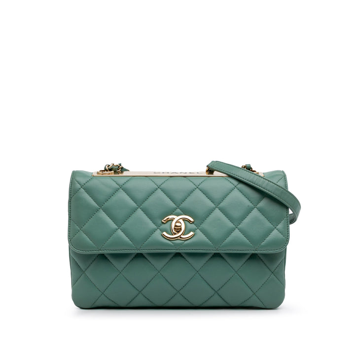 Quilted Lambskin Trendy CC Flap Green - Gaby Paris