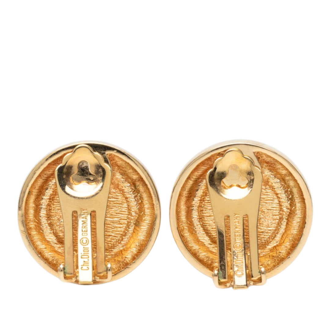 plaqué Strass CD Logo À clip Boucles d'oreilles Doré