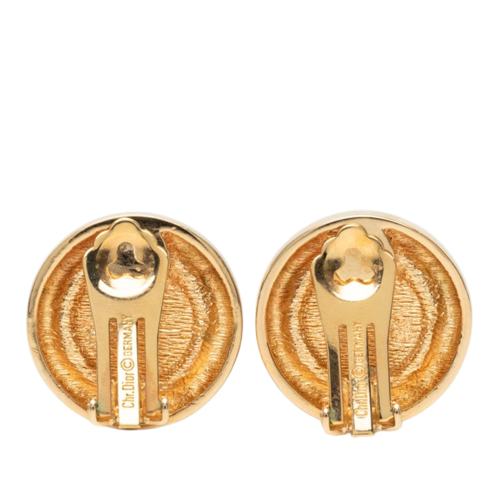 plaqué Strass CD Logo À clip Boucles d'oreilles Doré