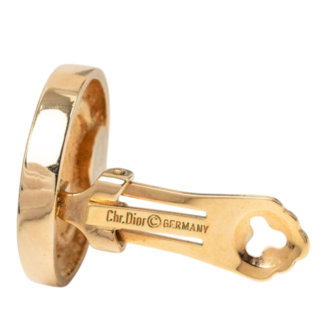 plaqué Strass CD Logo À clip Boucles d'oreilles Doré