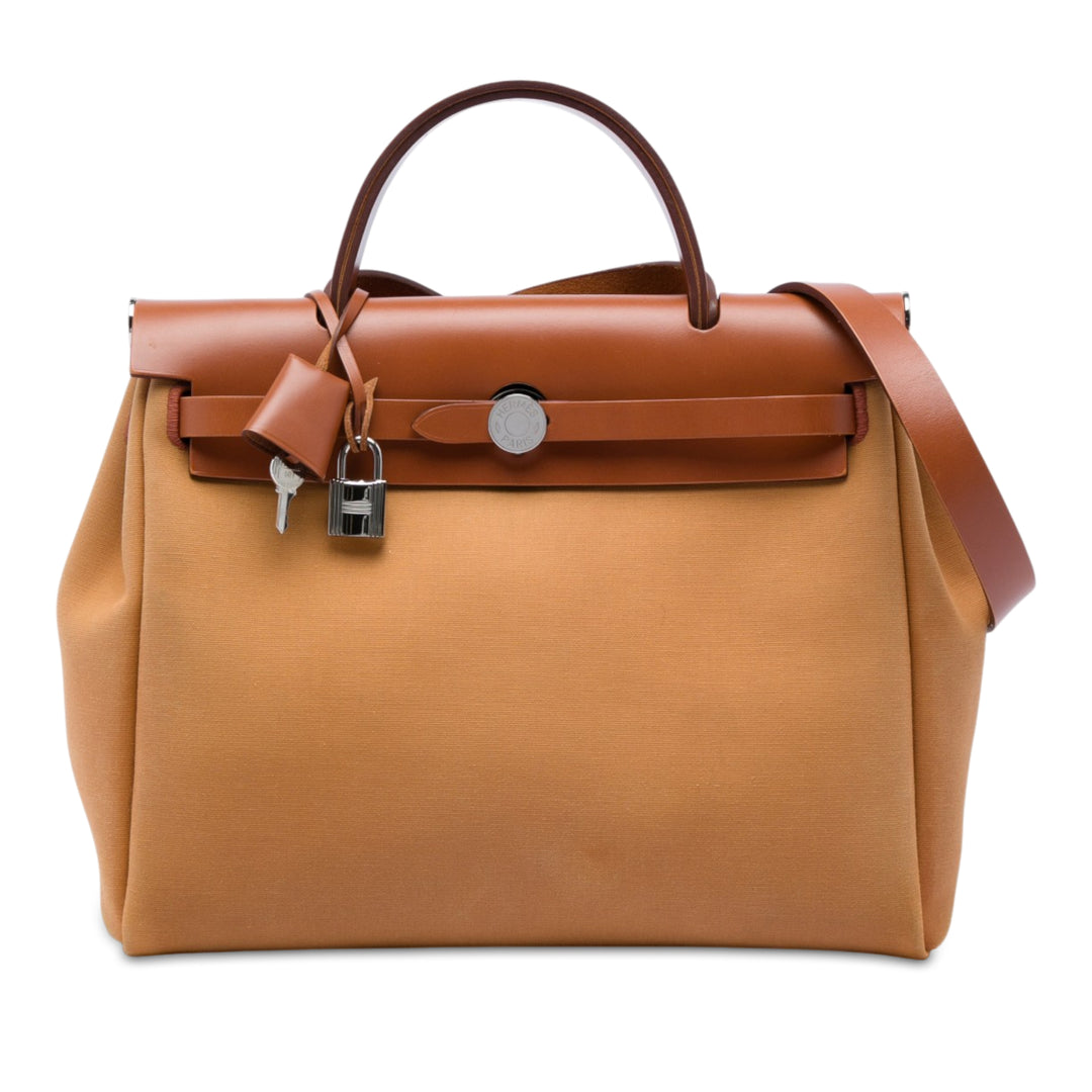 Hermès Verso Herbag Zippé 31 Marron – vue principale – GABY PARIS