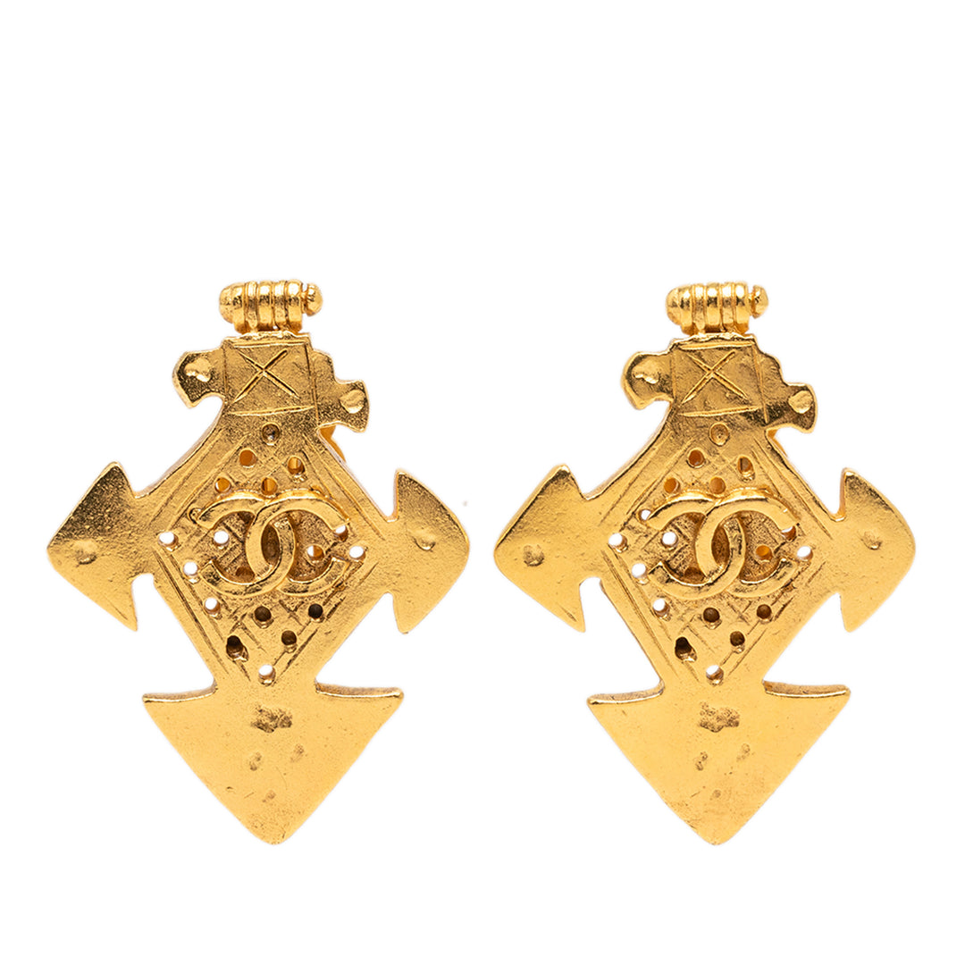 Chanel CC plaqué Cross À clip Boucles d'oreilles Métal