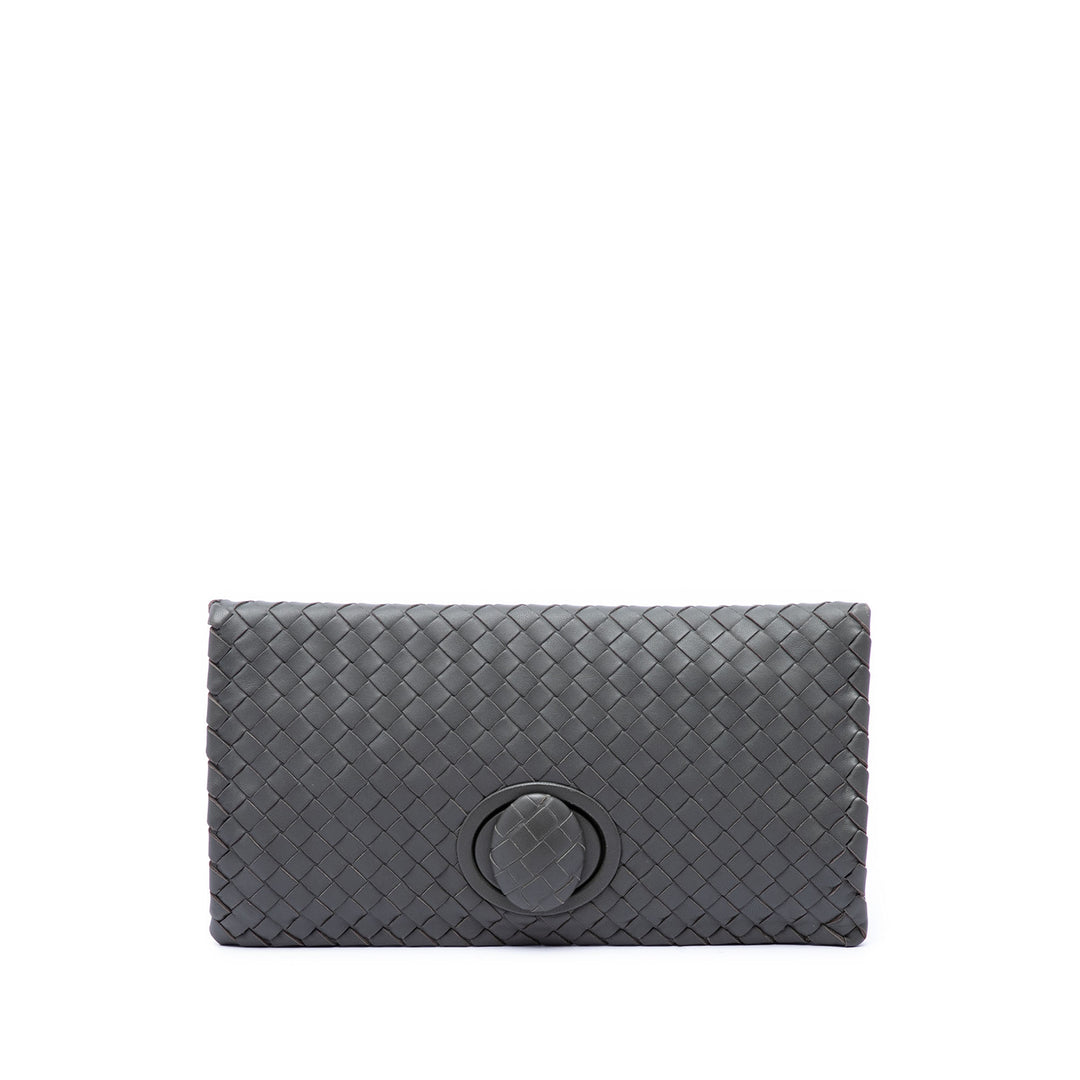 Intrecciato Turn Lock Pochette nappa Gris