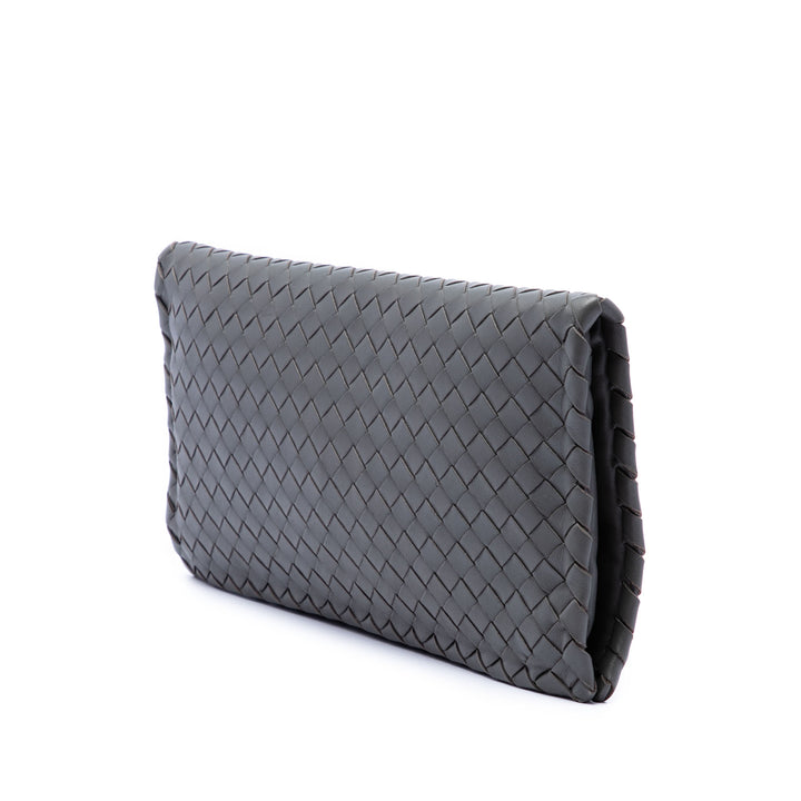 Intrecciato Turn Lock Pochette nappa Gris