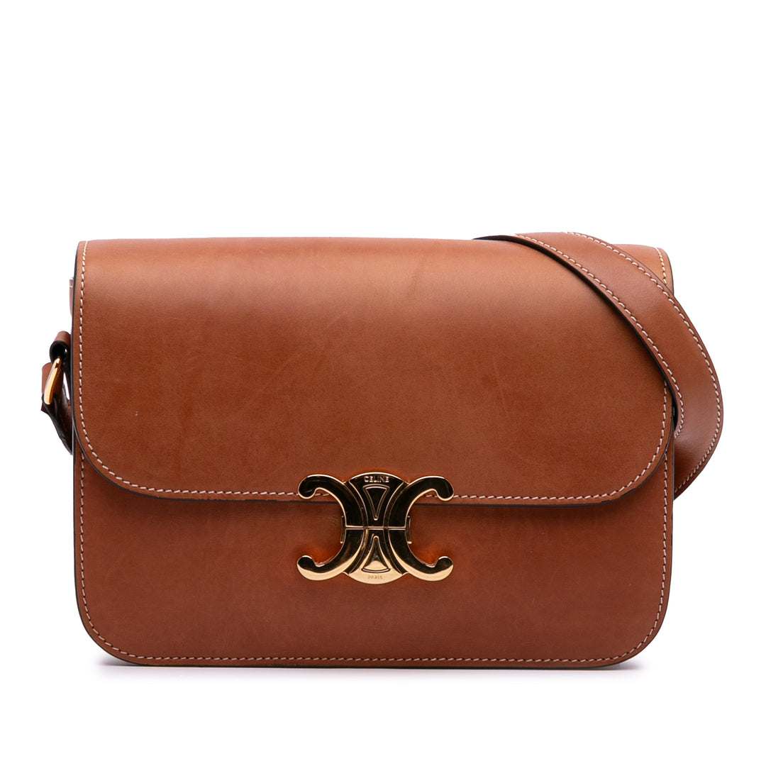 Classique Natural Calfskin Triomphe Crossbody Brown - Gaby Paris