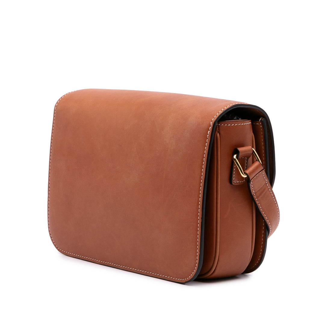 Classique Natural Calfskin Triomphe Crossbody Brown - Gaby Paris