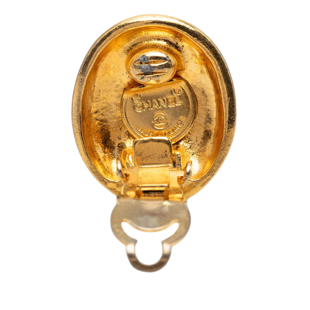 Chanel plaqué Mademoiselle Oval Clip On Boucles d’oreilles