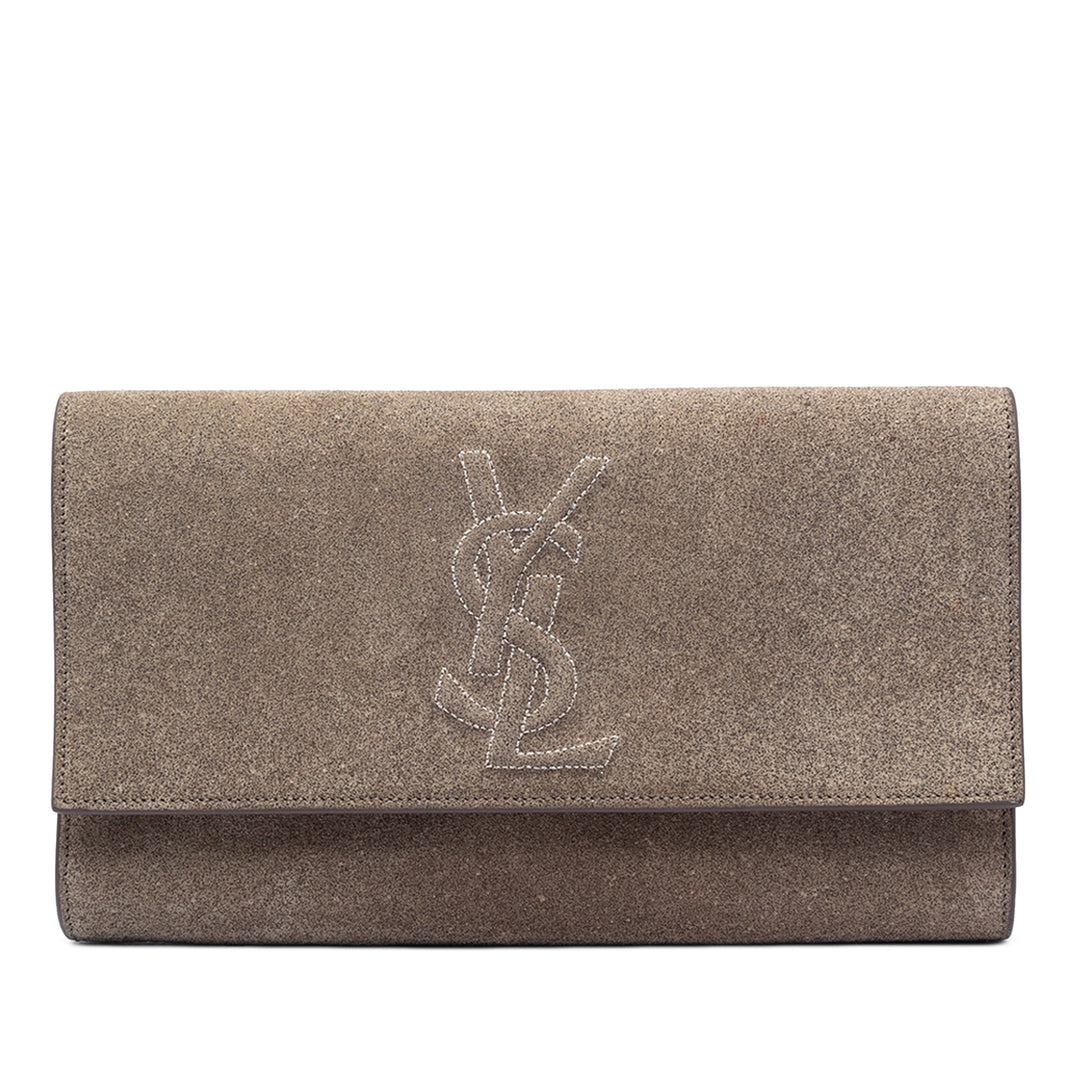 Saint Laurent Large Surpiqué Daim Monogram Belle De Jour Pochette