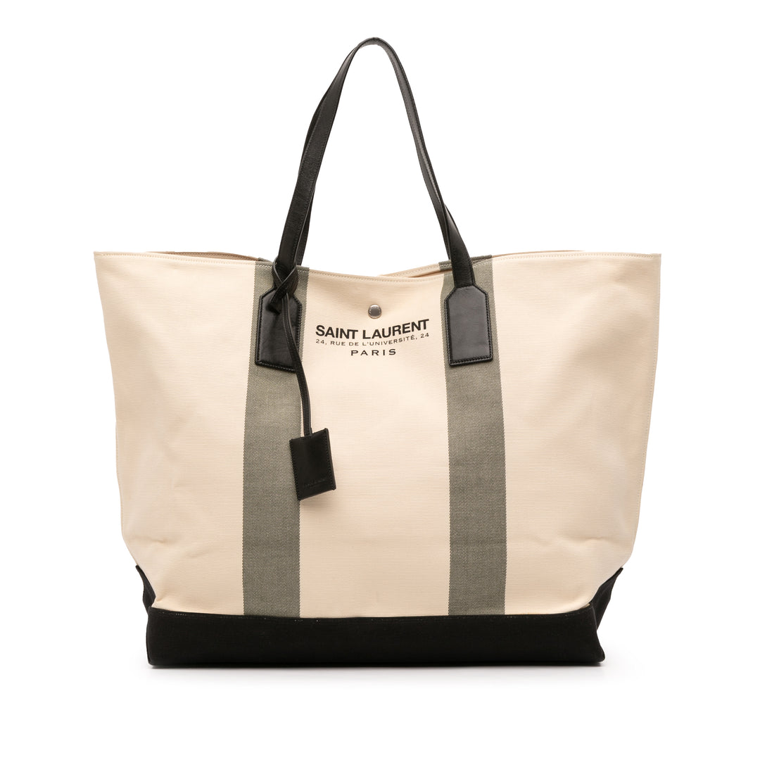 Saint Laurent Toile East West Beach Shopping Cabas Marron – GABY PARIS Authentique