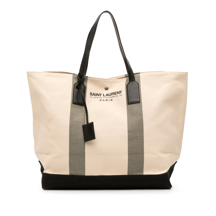 Saint Laurent Toile East West Beach Shopping Cabas Marron – GABY PARIS Authentique