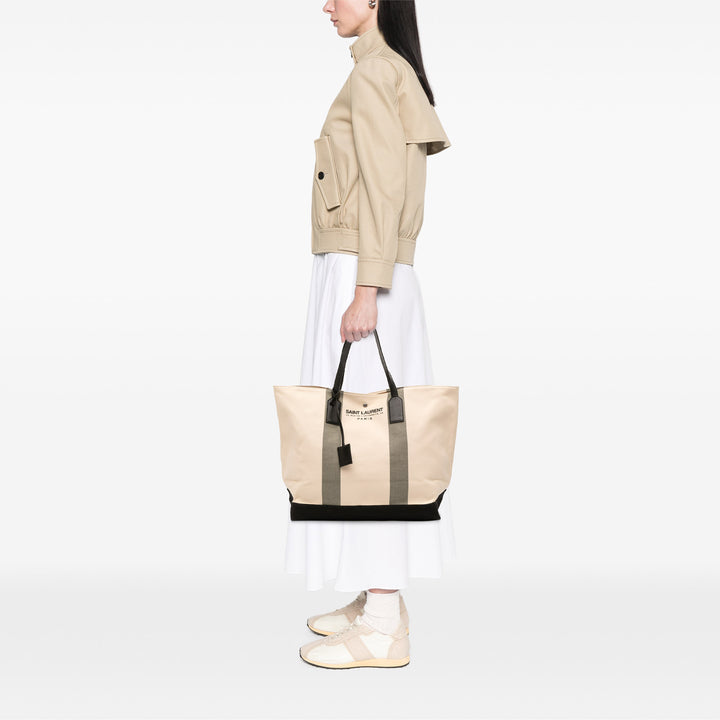 Saint Laurent Toile East West Beach Shopping Cabas Marron – GABY PARIS Authentique
