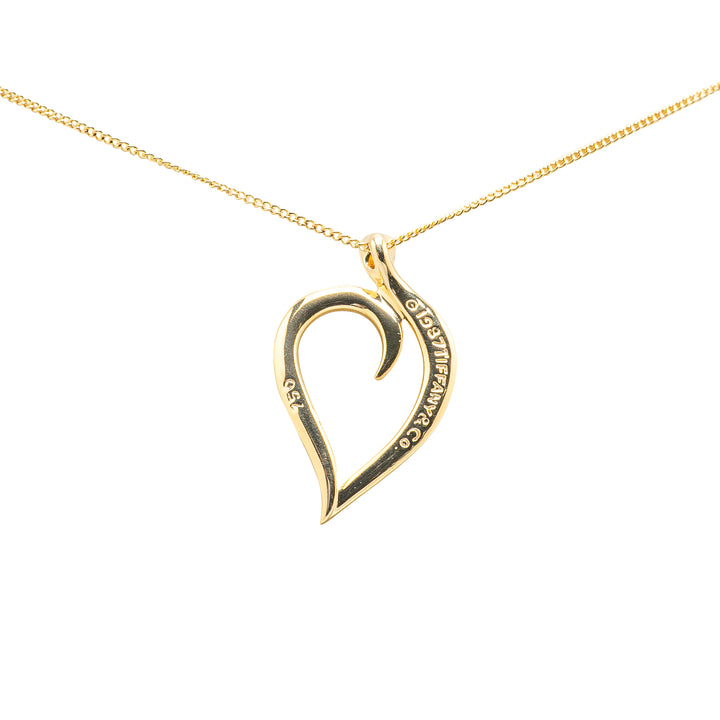 18K Yellow Gold Leaf Heart Pendant Necklace Gold - Gaby Paris