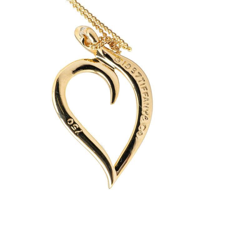 18K Yellow Gold Leaf Heart Pendant Necklace Gold - Gaby Paris