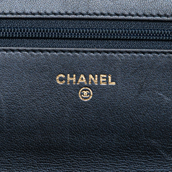 Chanel Cuir de veau Double Stitch Boy Wallet On Chain Bleu