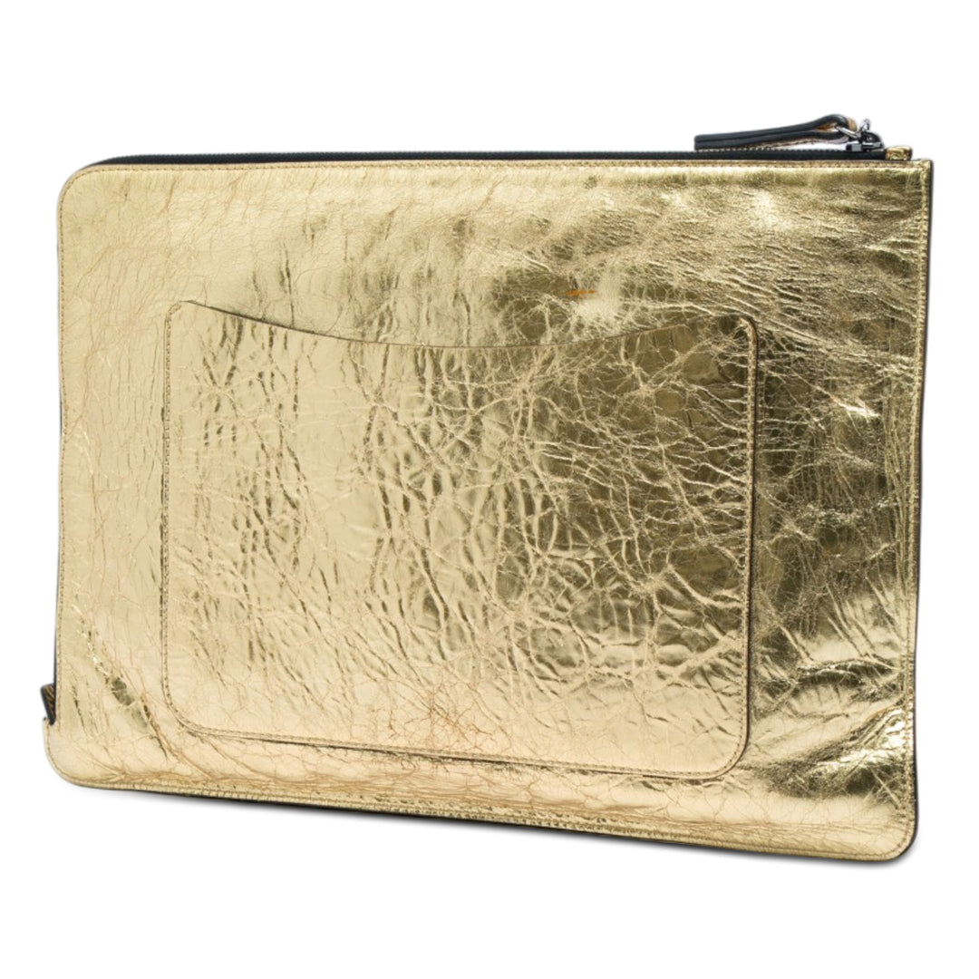 Chanel Metallic froissé Cuir de veau Feministe Mais Feminine Pochette