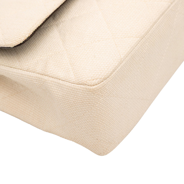 Chanel Medium Classic Toile Double rabat Marron
