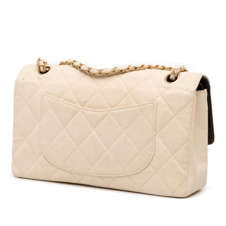 Chanel Medium Classic Toile Double rabat Marron