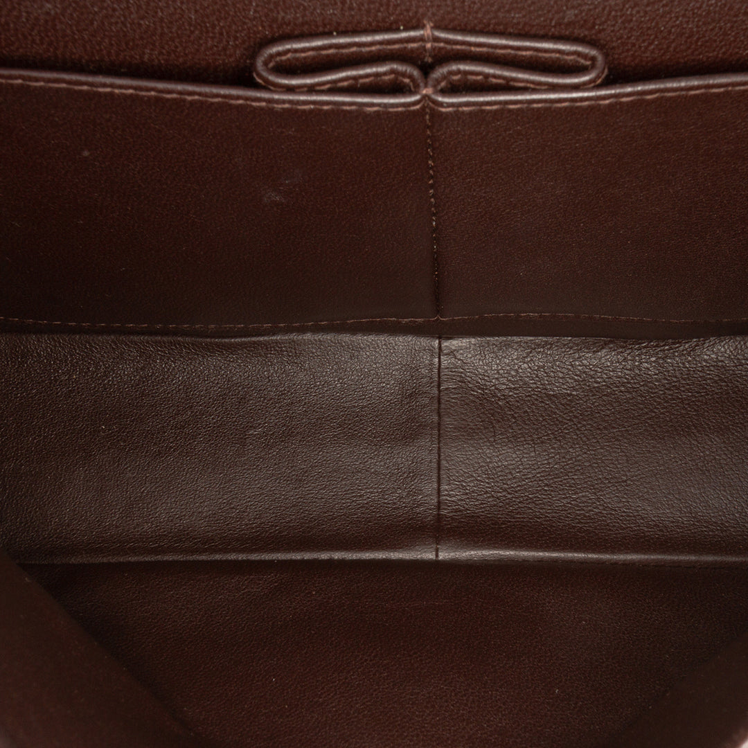 Chanel Medium Classic Toile Double rabat Marron