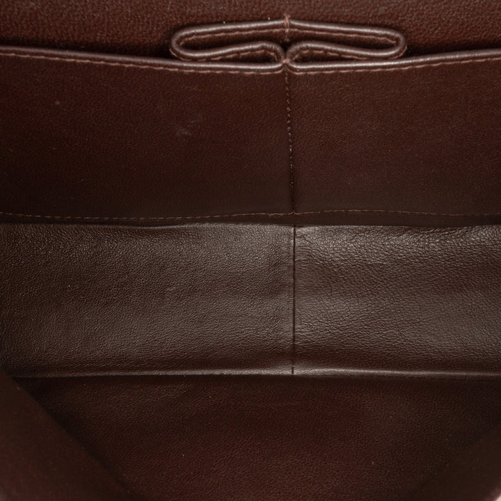 Chanel Medium Classic Toile Double rabat Marron
