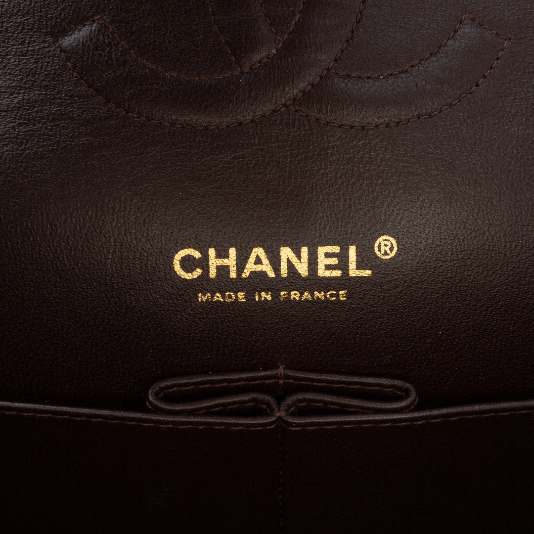Chanel Medium Classic Toile Double rabat Marron