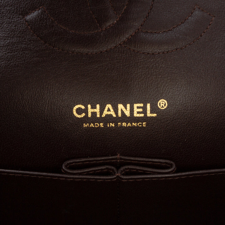 Chanel Medium Classic Toile Double rabat Marron