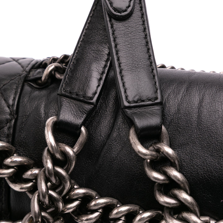 Chanel Medium Cuir de veau Enchained Boy Flap Noir