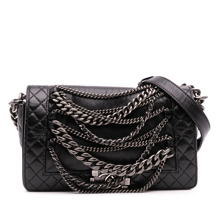 Chanel Medium Cuir de veau Enchained Boy Flap Noir