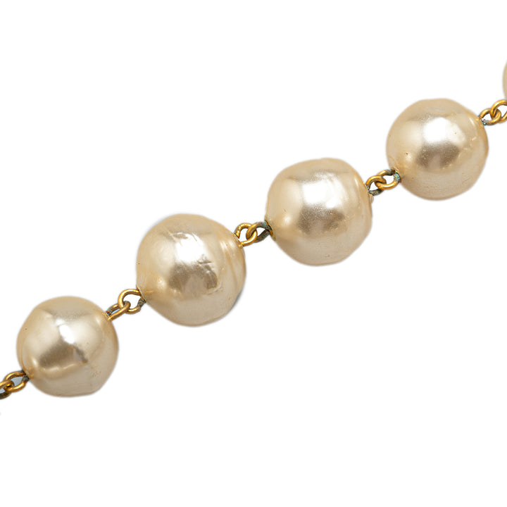 Gold Plated Faux Pearl Necklace Gold - Gaby Paris