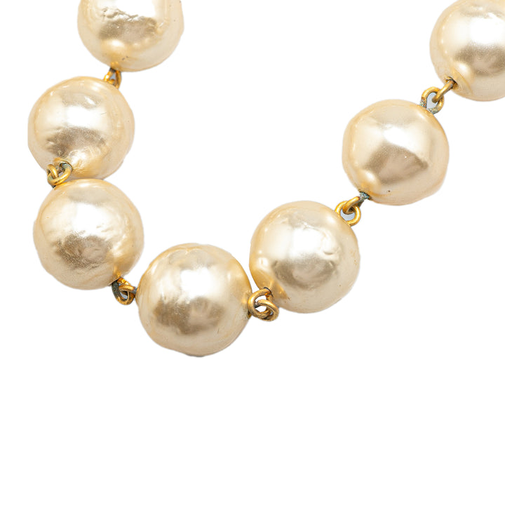 Gold Plated Faux Pearl Necklace Gold - Gaby Paris