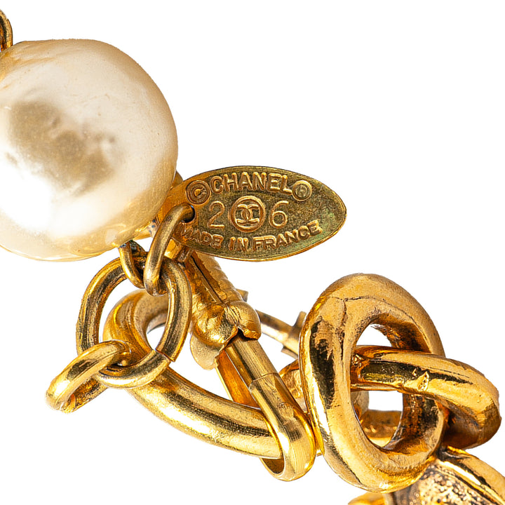Gold Plated Faux Pearl Necklace Gold - Gaby Paris