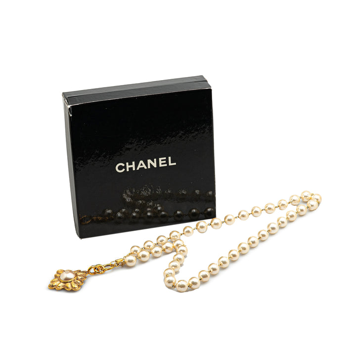 Gold Plated Faux Pearl Necklace Gold - Gaby Paris
