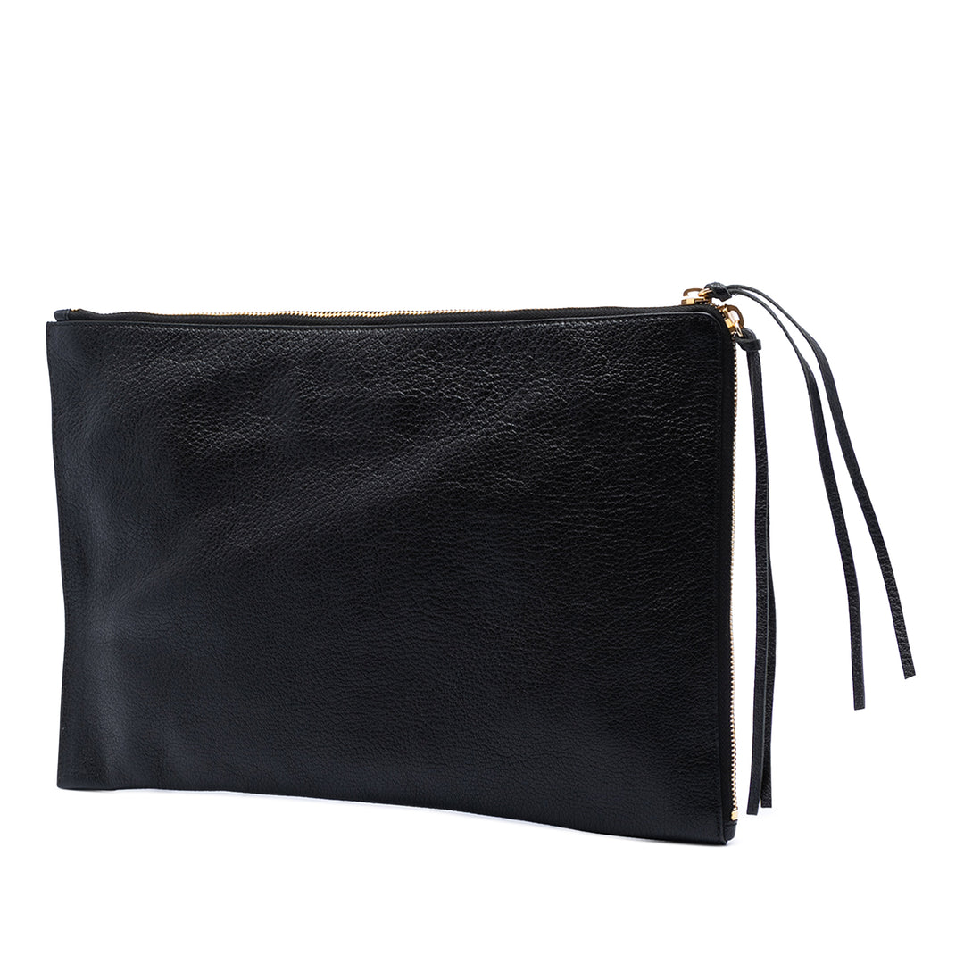 Balenciaga Cuir de chèvre Motocross Classic Metallic Edge Pochette