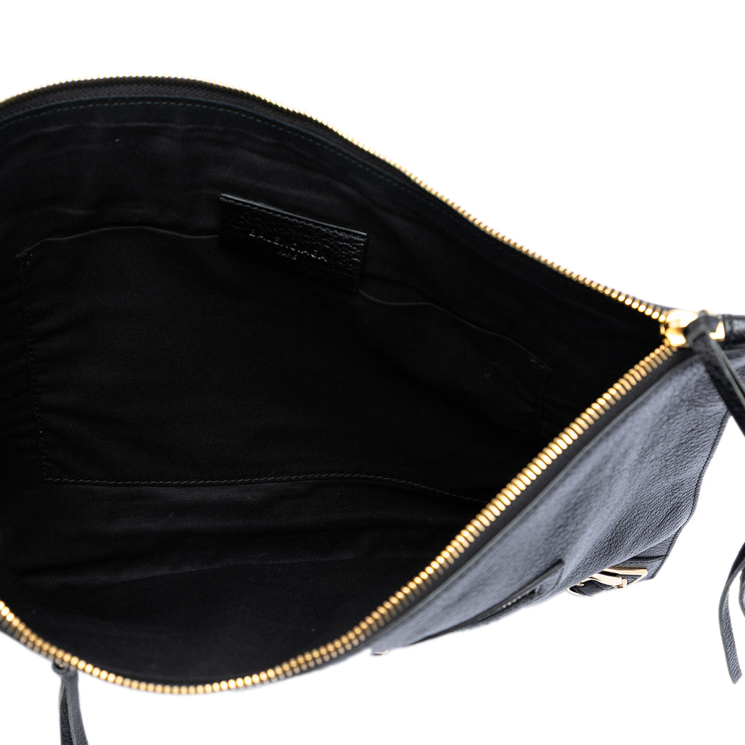 Balenciaga Medium Cuir de chèvre Motocross Classic Metallic Edge Pochette