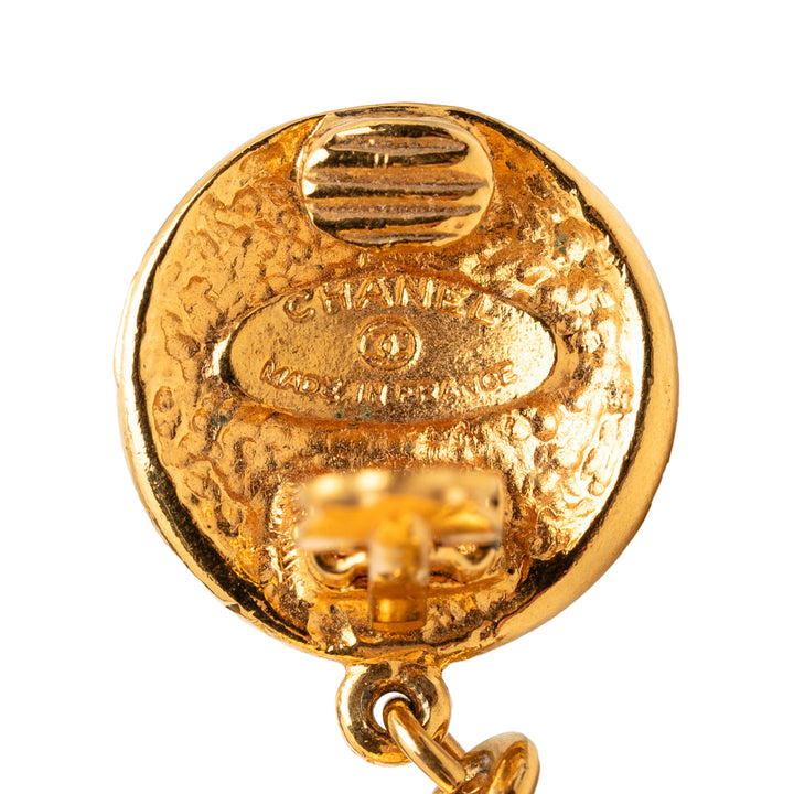 Chanel CC plaqué Rond Dangle Clip On Boucles d’oreilles