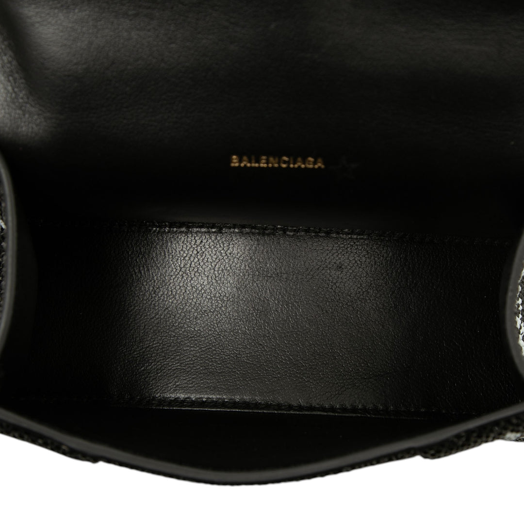 Balenciaga Sac à main Allover Logo Strass Hourglass à XS Noir – vue 4 – GABY PARIS