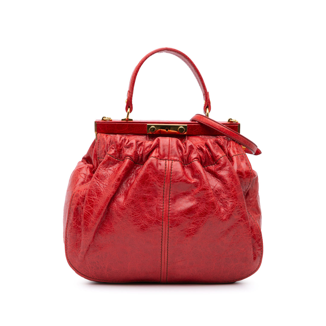 Nappa Frame Lux Top Handle Red - Gaby Paris