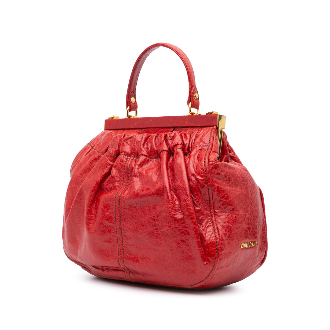 Nappa Frame Lux Top Handle Red - Gaby Paris