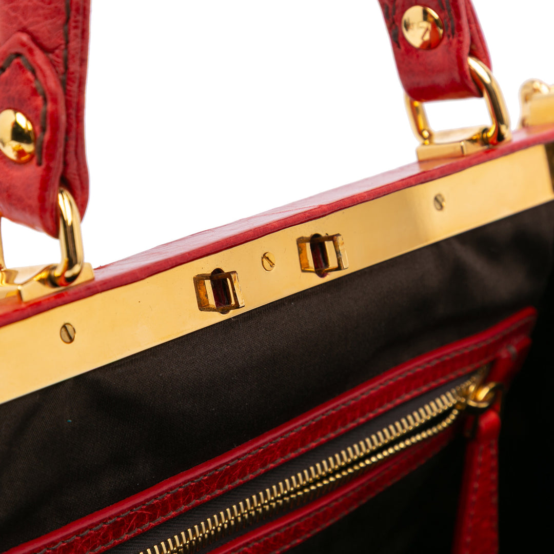 Nappa Frame Lux Top Handle Red - Gaby Paris
