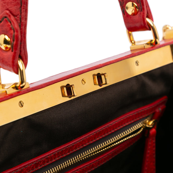 Nappa Frame Lux Top Handle Red - Gaby Paris