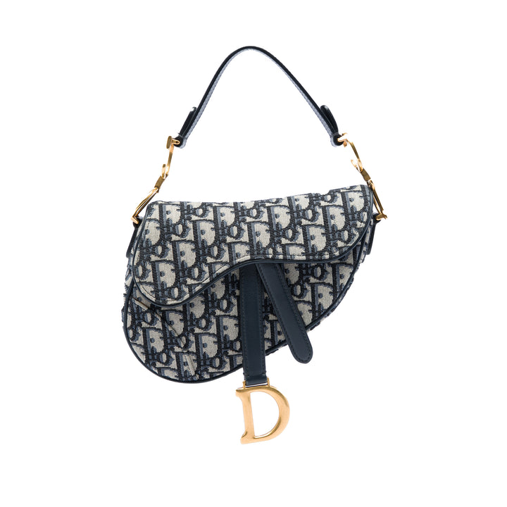 Dior Saddle Sac Mini Oblique Bleu – vue principale – GABY PARIS