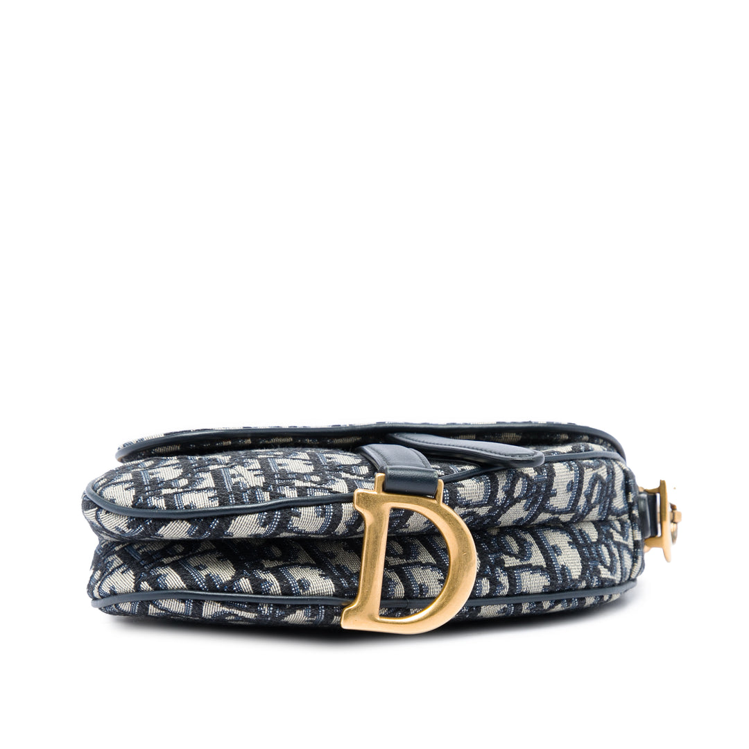 Dior Saddle Sac Mini Oblique Bleu – vue 3 – GABY PARIS