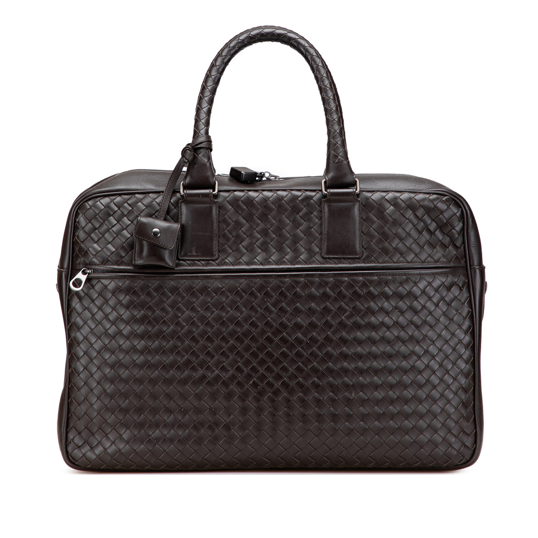 Nappa Intrecciato Business Bag Brown - Gaby Paris