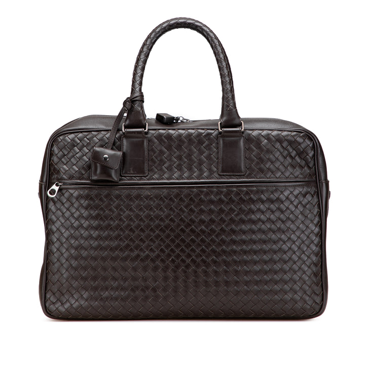 Nappa Intrecciato Business Bag Brown - Gaby Paris