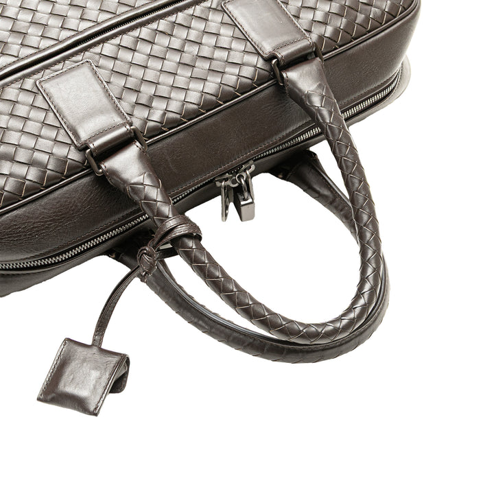 Nappa Intrecciato Business Bag Brown - Gaby Paris