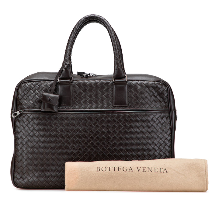 Nappa Intrecciato Business Bag Brown - Gaby Paris