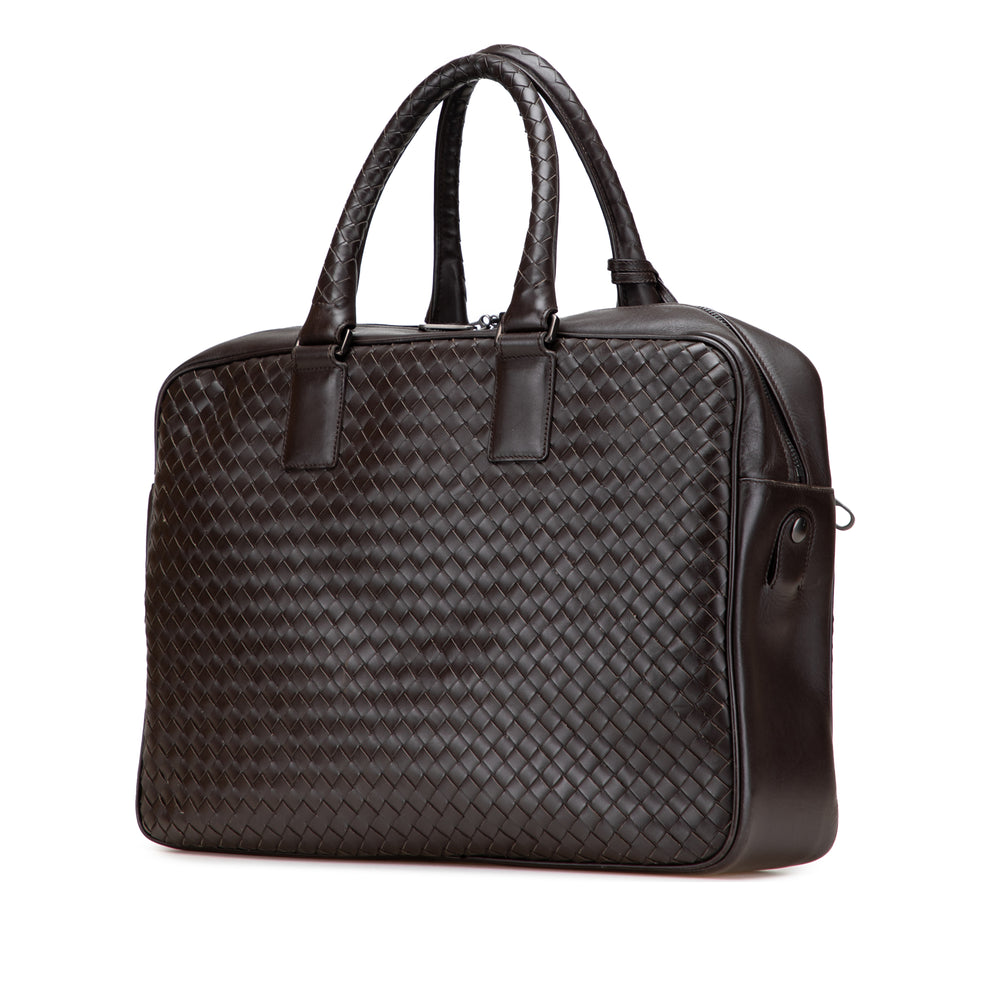 Nappa Intrecciato Business Bag Brown - Gaby Paris