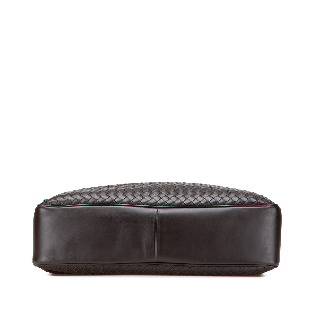Nappa Intrecciato Business Bag Brown - Gaby Paris