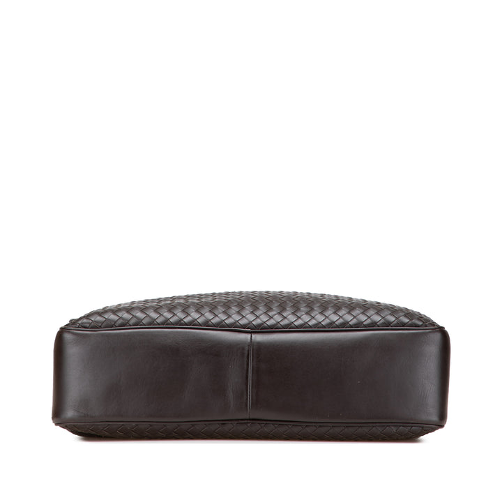 Nappa Intrecciato Business Bag Brown - Gaby Paris
