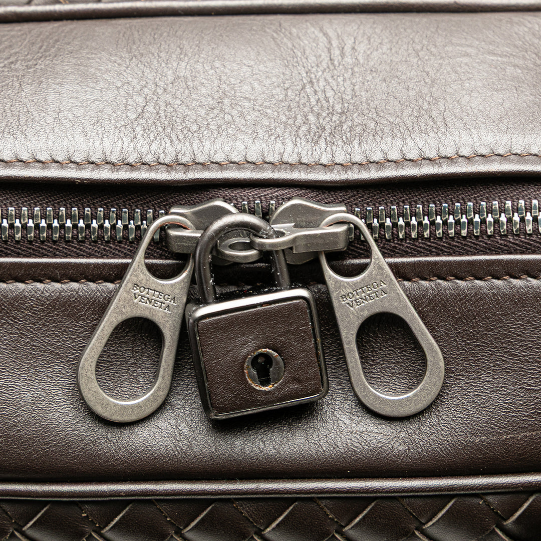 Nappa Intrecciato Business Bag Brown - Gaby Paris