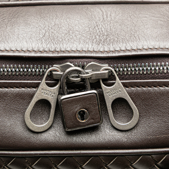 Nappa Intrecciato Business Bag Brown - Gaby Paris